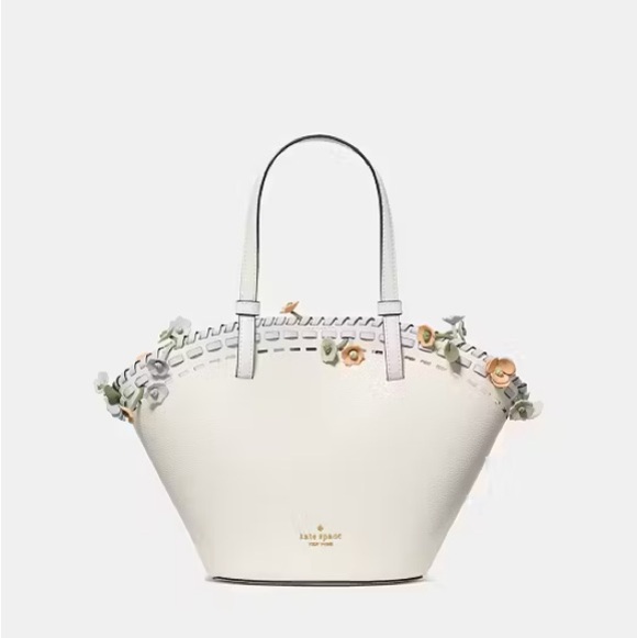 ♠️Kate Spade New York Dahlia Small Floral Tote Bag Meringue White Multi NEW NWT